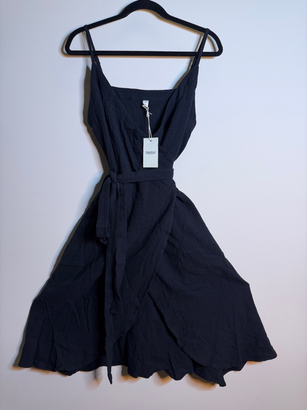 Sleeveless Black Midi Dress with Tie Waist